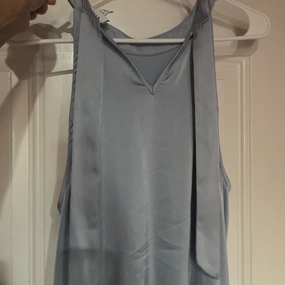 Vila Bridesmaid Maxi Halterneck Dress large size 10 blue satin semi formal - Picture 3 of 5